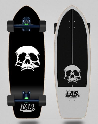 Lab Cruiser Skateboard mit Longboard Trucks 180 mm Dark Skull 31 Fat Tail