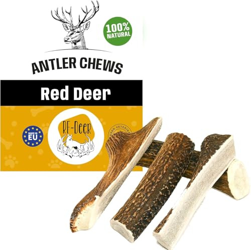 RF-Deer Rothirschgeweih für Hunde, Natürlicher Kausnack, M Soft, 5 Stück