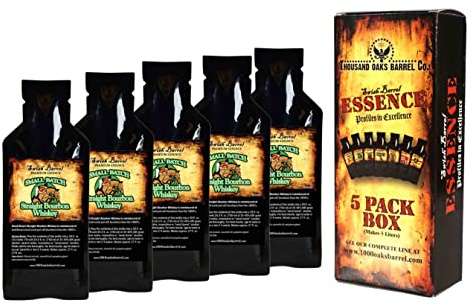 Small Batch Bourbon Whiskey Essence | Bootleg Kit Refills | Thousand Oaks Barrel Co. | Gourmet Flavors for Cocktails Mixers and Cooking | 20ml .65oz Packet (5 Packets)