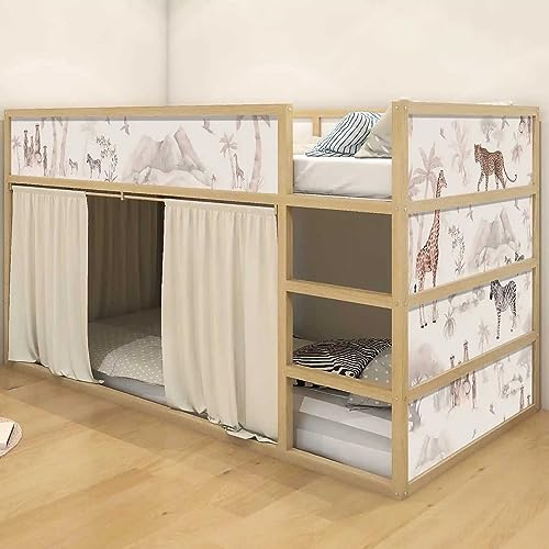 WANDKIND Aufkleber für IKEA KURA Kinderbett Hochbett Klebefolie Möbelfolie Sticker Kinderzimmer Safaritiere (Möbel nicht inklusive) IKB502 (2 Sticker Set)