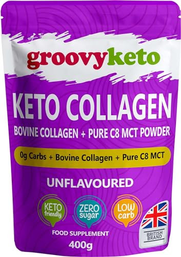 Keto Collagen by Groovy Keto | Bovine Collagen Peptides Powder + MCT C8 Powder | Hydrolysed Collagen & MCT C8 Oil | Sugar Free | Keto Friendly | Collagen Supplements | Unflavoured