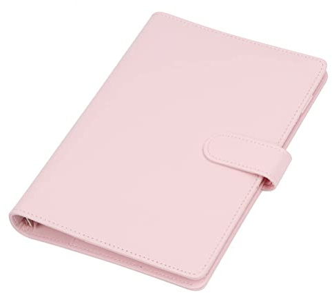 Leder A5 Ringbuch,Ringbuch Planer Notebook Leder Notizbuch Nachfüllbares Notebook Planer Organizer mit Magnetisch Schnalle Schließung für A5 Füllpapier Rosa