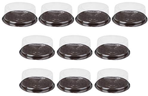 JOEBO Confezione da 10 contenitori per torte usa e getta in plastica con coperchio, rotondi per il trasporto, supporto trasparente per torte con coperchio, 24 x 23 x 7 cm