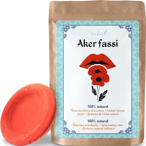 VIRHEA Aker Fassi Marokkanischer Lippenstift – Natürlicher Lip Tint – Feuchtigkeitsspendender Lip Stain – Lang anhaltende Farbe – Traditionelle Schönheit aus Marokko
