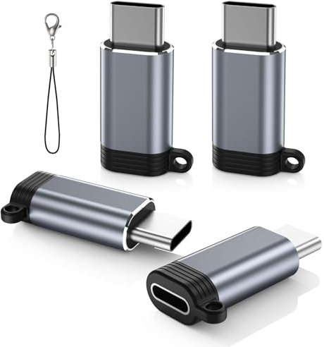 MoKo Paquete de 4 adaptadores Lightning hembra a USB C macho, adaptador de iPhone a USB C para iPhone 15/16 Pro/16 Pro Max/16 Plus, Galaxy S24, iPad Air/Pro, para carga/transferencia de datos, no para