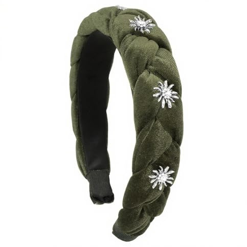 Haarschmuck Oktoberfest Damen Haarreif Dirndl Olivgrün, Haarreif Geflochten Haarreif Oktoberfest Damen Dirndl Haarreif Geflochtenes Haarband, Trachten Haarreif Damen Haarschmuck Rutschfest（Olivgrün）