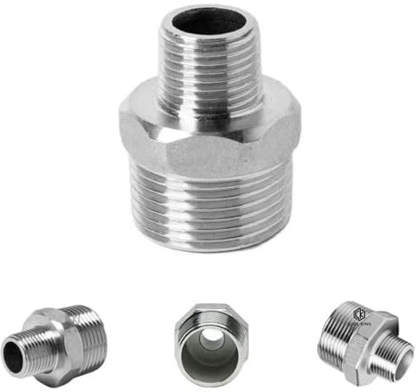 1/8 1/4 1/2 3/4 1 1-1/4 1-1/2 2 Reductor de rosca hembra a hembra Adaptador de conector de montaje de tubería de acero inoxidable 304-Reductor macho-1 a 1I4 pulgadas