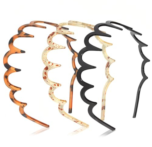 ZKGYUS Zickzack Haarreif 3 Stück Haifischzahn Haarkamm Haarband Gewellte Kunststoff Stirnband Make Up Haarreif für Sport Fitness Tägliches für Damen Und Mädchen