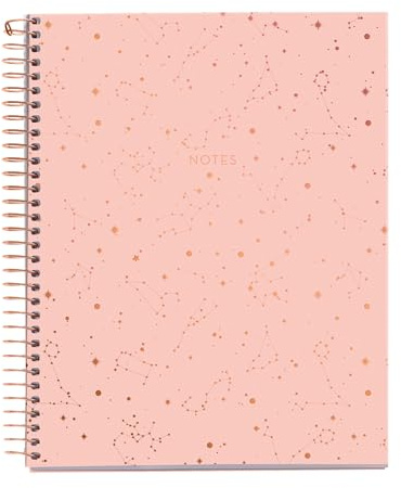Miquelrius - Cuaderno A5 Liso, 100 Hojas Blancas de 70 g/m², Cubierta de Cartón Rígido, 4 Franjas de Color Multiasignatura, Espiral, 2 Taladros para Archivar, Notebook Constelación