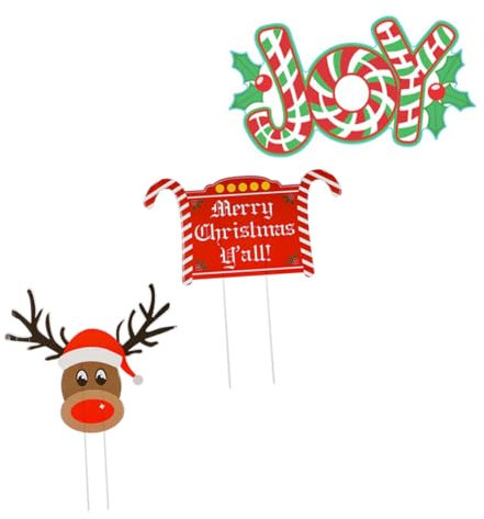 Sosoport 3stücke Teiliges Dekoratives Weihnachtsschild Garten Lustige Weihnachtsdekoration Für Außenbereich Vielseitige Weihnachtsaccessoires Für Party Und Festlichkeiten