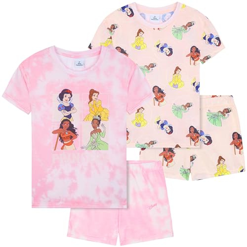 Get Trend Disney Princess 2 Ensembles de Pyjama Fille et Ado Court Ensemble Fille Vêtement de Nuit Pyjamas Été Tenues Détente Idée Cadeau (2-3 Ans, Rose Princess)