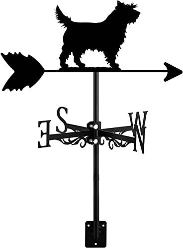 SaryEdge Wetterfahne, Tier-Wetterfahne, Edelstahl, Hund, Windfahne, Bauernhof-Szene, Gartendeko, Zubehör, Wetterfahne, Richtungsanzeige, Messgerät, Dachinstallation, Cairn Terrier(
