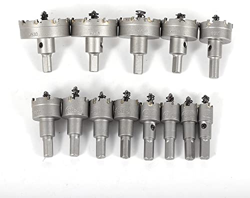 Lot de 13 scies cloches, 16-53 mm, en carbure de tungstène, foret multi-dents HSS TCT, foret de centrage pour acier inoxydable, fer, bois et plastique