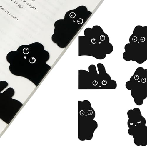 GHPKOTW 6 Stück Magnetische Lesezeichen Schwarze Katze Lesezeichen,Niedliche Katzen Lesezeichen Magnetische Buchseiten Marker Für Kinder,Lehrer,Buchliebhaber Und Katzenliebhaber