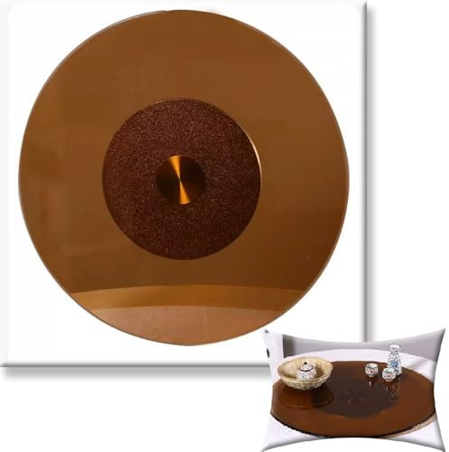OPOLDBDMAC Marron Plateau Rotatif 60cm-100cm Plateau Tournante en Verre Trempé pour Table De Salle À Manger Assiette De Service Rotative Ronde pour La Cuisine À Domicile, Facile À Nettoyer(24/60cm)