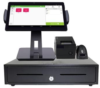 Registrierkassen, 10-Zoll-System Tablet POS Kasse mit 80mm Drucker, Bluetooth Scanner for Einzelhandel, Restaurant(With cash box)