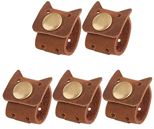 HBALDTEDC Fascette per Cavi per Cuffie, Organizer, Fascette, 2 Pezzi 2 Colori Fascette fermacavi in ​​Pelle Fascette fermacavi Nere Marroni organizzatori Cavi Gestione Cavi