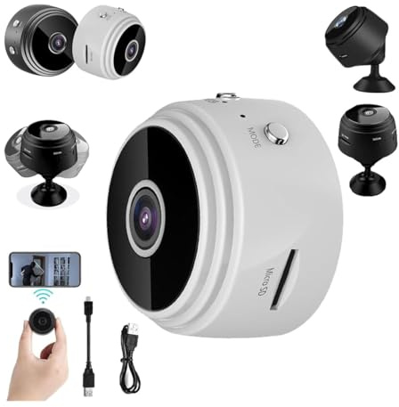 Telecamera segreta 2025, mini telecamere di sicurezza magnetiche, mini telecamera di sicurezza con monitor senza fili con funzione di visione notturna, WiFi Camear Outdoor Wireless 1080p HD (bianco)