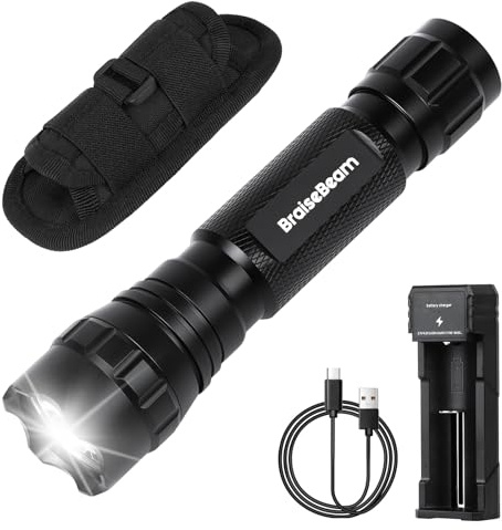 BraiseBeam DP1-W Taktische Taschenlampe mit Holster, 1000 High Lumen Polizei Sicherheit Licht für Duty Belt, tragbare Single Mode Enforcement Taschenlampen