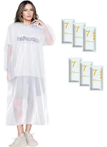 flintronic 6 Pezzi Poncho Antipioggia Impermeabile per Adulti, Impermeabili Trasparenti Usa e Getta Portatili per Donna e Uomo, Emergenza per Adulti con Cappuccio