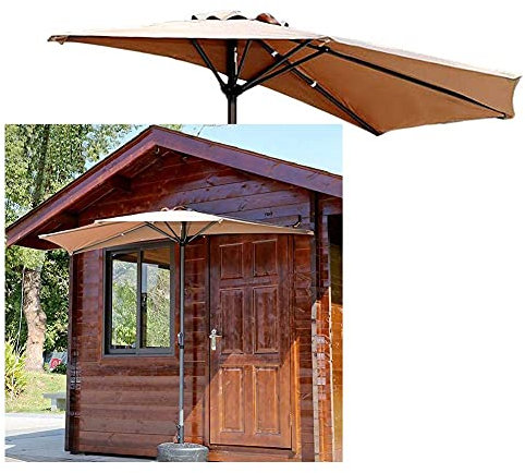 Balcón del Porche de Parasol Caki Sol Sombra para Paraguas para Mango de manivela pequeño fácil de operar, se Adapta al Espacio al Aire Libre (Tamaño: 270 cm/9 pies)