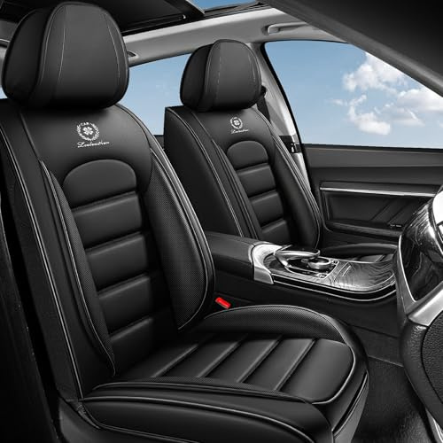 Schonbezüge Für Autositze Für Ford Ranger Wildtrak 2015-2024 2025, Autositzbezüge Universell, Autositzbezug Leder, Wasserdichtes，Atmungsaktives,Komfort,Aufbewahrungstasche(Black)