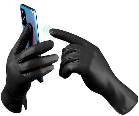 MGGMOKAY Damen Lederhandschuhe Kaschmir gefüttert Warmer Winter Autofahren Handschuh