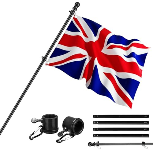1.8M/5.9Ft Telescopic Flag Pole, Stainless Steel Flagpole Kit with Tangle-free 360 Rotating Rings, Adjustable Wall Mount Flag Poles for Garden Yard Fence Roof Walls (1pcs(Telescopic hand crank))