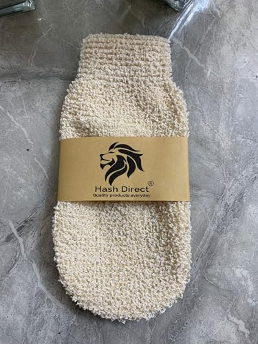 Hash Direct Natural Jute Exfoliating Bath Mitt, Shower Scrubbing Glove, Spa Body Massage