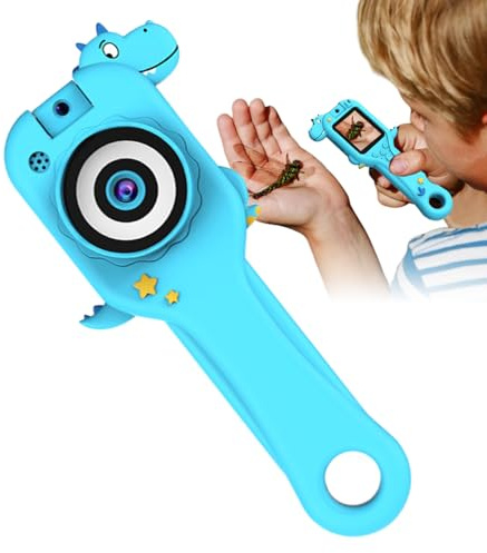 Besreey Microscope pour | Microscope Dinosaures 500X avec Appareil Photo et vidéo, Jouet Scientifique éducatif Rechargeable pour pour Classe Voyage, Camping, Jardin
