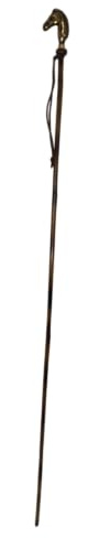 Fusta de Bambú 100 cm con Mango de Latón Cabeza de Caballo Dorado y Correa de Mano