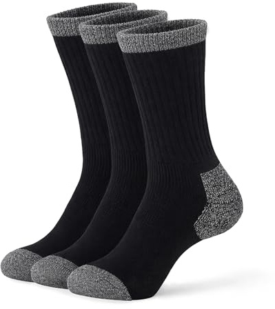 SITE KING Diabetic Work Socks (3 Pack) Easy-Grip Non-Binding Socks for Comfort & Circulation, Breathable Cotton Work Socks (Black, UK11-UK14)