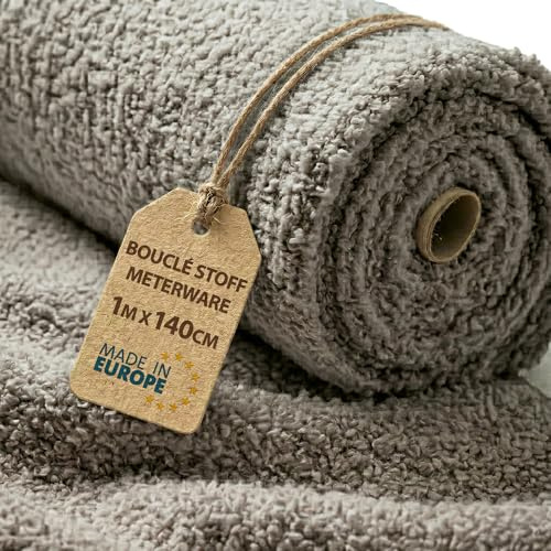 Stoffa Bouclé al Metro Tessuto Orsetto 1 M x 140 cm - Rivestimento per Divano Poltrona Cuscini Coperte Tende Morbido Robusto Traspirante con Oeko Tex Grigio chiaro
