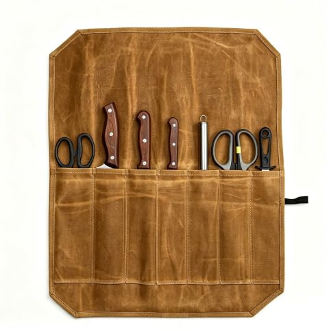 Malette Couteaux Professionnelle, Sac à Couteaux de Chef en Toile avec 7 Compartiments Malette Couteaux Professionnelle, Sac à Couteaux de Chef en Toile avec 7 Compartiments