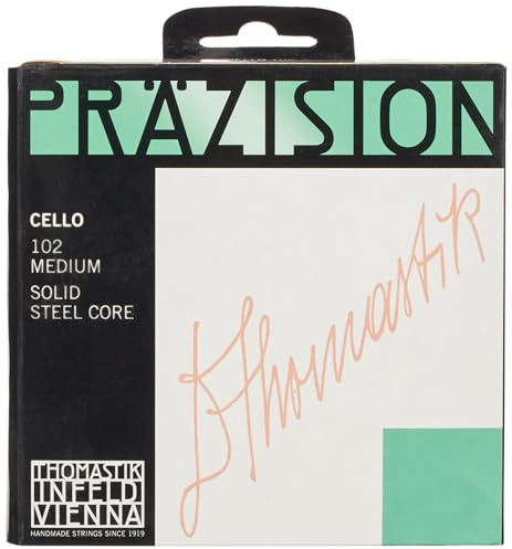 Thomastik Saiten für Cello Präzision Stahl Vollkern Satz 4/4 mittel Chrom
