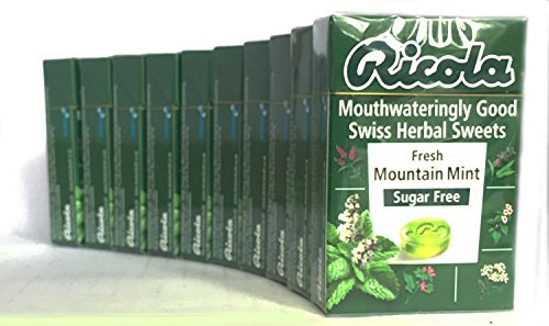 Ricola - Caja de Menta de Montaña Fresca - Dulces Sin Azúcar 45g (Paquete de 10)