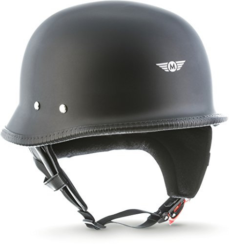 MOTO Helmets® D33 „Matt Black“ · Brain-Cap · Halbschale Jet-Helm Motorrad-Helm Roller-Helm Scooter-Helm Bobber Mofa-Helm Chopper Retro Cruiser Vintage Pilot · Schnellverschluss Tasche M (57-58cm)