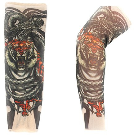 VOSO 2 pz Finto Nylon Kid Tatuaggio Finto Tatuaggio Finto Maniche Braccio Calze Goth Punk Cool Bambino (Tiger), Multicolore, S