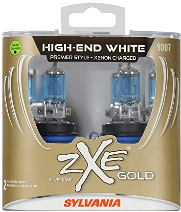 SYLVANIA - 9007 (HB5) SilverStar zXe GOLD High Performance Halogen Headlight Bulb - Bright White Light Output, Best HID Alternative, Xenon Charged Technology (Contains 2 Bulbs)