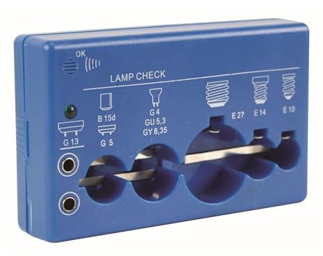 Velleman Testeur d'ampoules, testeur de lampe, testeur de tension et puissance avec indicateur LED et bip sonore, pour culots G13, Ba15d, G5, G4, GU5.3, GY6.35, E27, E14, E10
