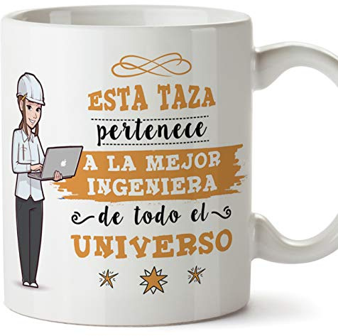 MUGFFINS Ingeniera Tazas Originales de café y Desayuno para Regalar a Trabajadores Profesionales - Esta Taza Pertenece a la Mejor Ingeniera del Universo - Cerámica 350 ml