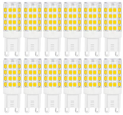 SumVibe G9 LED Bulb 5W, 40W G9 Halogen Bulb Replacement, 420LM, Daylight White 6000K, AC100V-240V, G9 Base Non-Dimmable Light Bulbs, 12-Pack