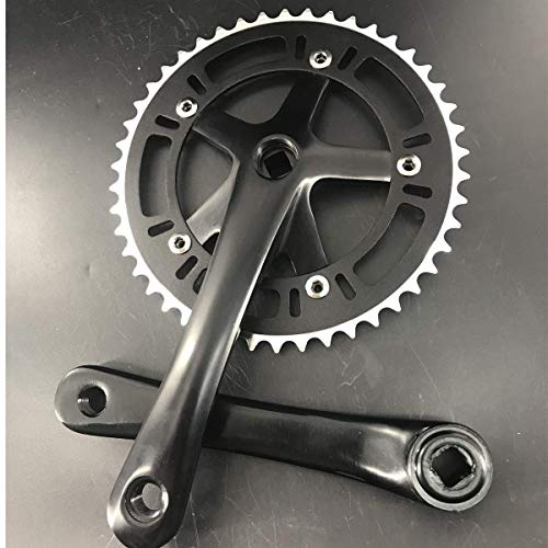 DONSP1986 Kurbelgarnitur, Singlespeed, 46T, 170 mm, Kurbelarme, 130 BCD für Mountainbike, Rennrad, Fixed Gear Fahrrad (Vierkantkegel, Schwarz) (46T, Ritzel)