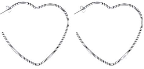 FOCALOOK Herz Ohrringe Creolen Edelstahl Damen offene Kreolen Herzform Hoops Earrings Accessoire Schmuck für Frauen Mädchen Außendurchmesser 60mm