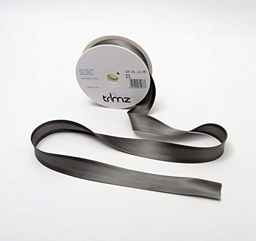 Trimz COL-2053 Schrägband, Satin-Acetat, dunkelgrau, 25mm x 20m