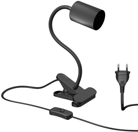ledscom.de Klemmleuchte, Schwanenhals WAIKA, Schalter, schwarz matt, 1x GU10 max. 15W