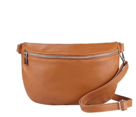 ITALYSHOP24 OBC Made in Italy Damen Leder Tasche Gürteltasche Crossbody Hüfttasche Bauchtasche Umhängetasche Cross-Over Bodybag Schultertasche Handytasche