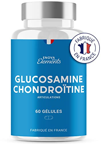 GLUCOSAMINE + CHONDROÏTINE | Articulations douloureuses, Mobilité | 60 gélules | Complement alimentaire | Fabriqué en France | Glucosamine chondroïtine