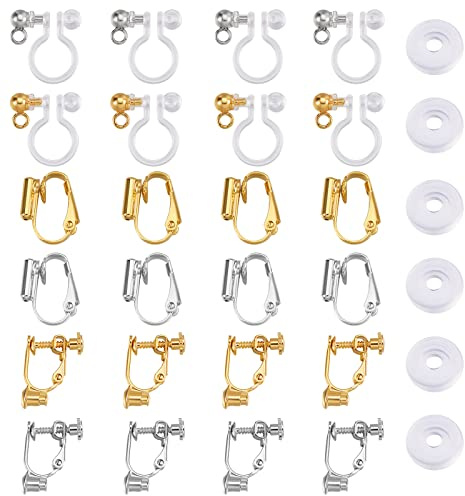 WEWAYSMILE 40 Ohrringe Machen Ohrclips, Clip On Earrings Converter, Inklusive U-Förmiger Ohrclips, Ohrclips, Ohrclips Schrauben, Geeignet Für Nicht Durchbohrte Damenohren