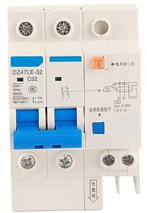 Interruttore Differenziale Salvavita 30mA CHNT DZ47LE-32 2P+N 32A 230V RCCB con Protezione Sovraccarico e Cortocircuito Certificato CE/IEC 61009-1 per Casa, Ufficio, Impianti Industriali